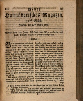 Neues hannoversches Magazin (Hannoversche Anzeigen) Freitag 24. Juni 1796