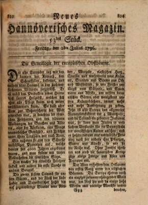 Neues hannoversches Magazin (Hannoversche Anzeigen) Freitag 1. Juli 1796