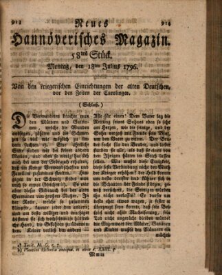 Neues hannoversches Magazin (Hannoversche Anzeigen) Montag 18. Juli 1796