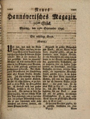 Neues hannoversches Magazin (Hannoversche Anzeigen) Montag 19. September 1796