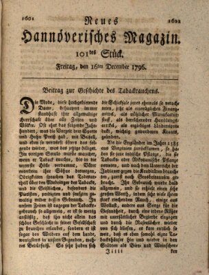 Neues hannoversches Magazin (Hannoversche Anzeigen) Freitag 16. Dezember 1796