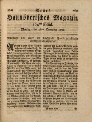 Neues hannoversches Magazin (Hannoversche Anzeigen) Montag 26. Dezember 1796