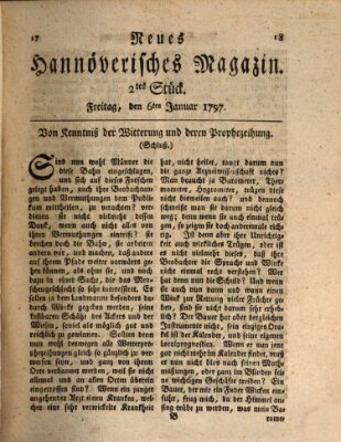 Neues hannoversches Magazin (Hannoversche Anzeigen) Freitag 6. Januar 1797