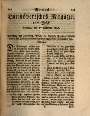 Neues hannoversches Magazin (Hannoversche Anzeigen) Freitag 3. Februar 1797