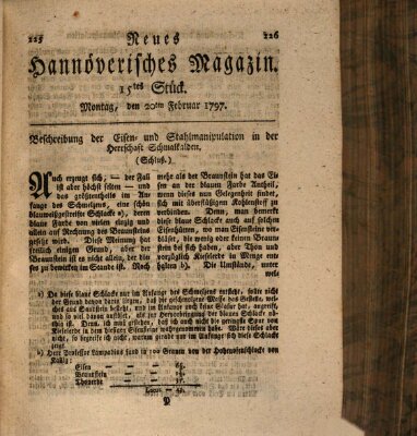 Neues hannoversches Magazin (Hannoversche Anzeigen) Montag 20. Februar 1797