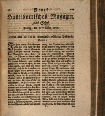 Neues hannoversches Magazin (Hannoversche Anzeigen) Freitag 31. März 1797