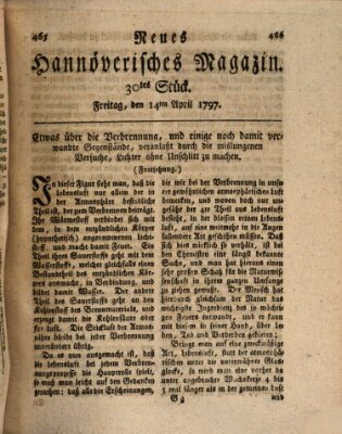 Neues hannoversches Magazin (Hannoversche Anzeigen) Freitag 14. April 1797