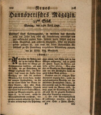 Neues hannoversches Magazin (Hannoversche Anzeigen) Montag 24. April 1797