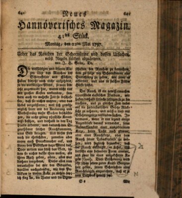 Neues hannoversches Magazin (Hannoversche Anzeigen) Montag 22. Mai 1797