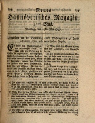 Neues hannoversches Magazin (Hannoversche Anzeigen) Montag 29. Mai 1797