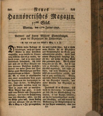 Neues hannoversches Magazin (Hannoversche Anzeigen) Montag 17. Juli 1797