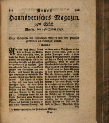 Neues hannoversches Magazin (Hannoversche Anzeigen) Montag 24. Juli 1797