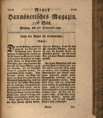 Neues hannoversches Magazin (Hannoversche Anzeigen) Montag 4. September 1797