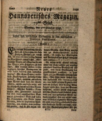 Neues hannoversches Magazin (Hannoversche Anzeigen) Montag 2. Oktober 1797