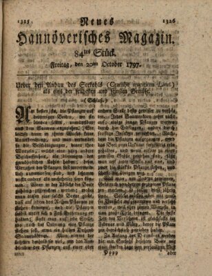 Neues hannoversches Magazin (Hannoversche Anzeigen) Freitag 20. Oktober 1797