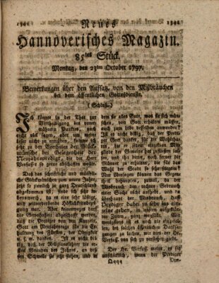 Neues hannoversches Magazin (Hannoversche Anzeigen) Montag 23. Oktober 1797