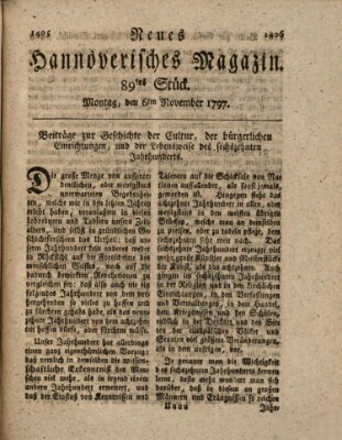 Neues hannoversches Magazin (Hannoversche Anzeigen) Montag 6. November 1797