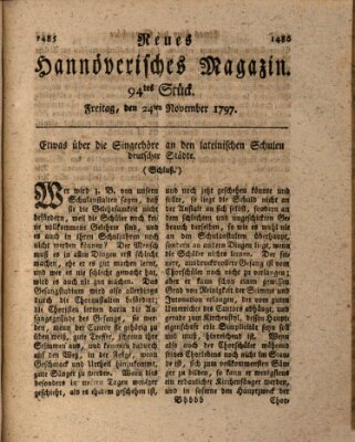 Neues hannoversches Magazin (Hannoversche Anzeigen) Freitag 24. November 1797