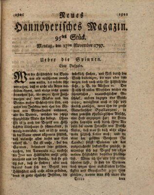 Neues hannoversches Magazin (Hannoversche Anzeigen) Montag 27. November 1797