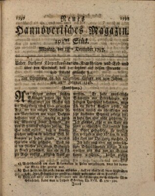 Neues hannoversches Magazin (Hannoversche Anzeigen) Montag 18. Dezember 1797