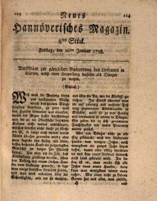 Neues hannoversches Magazin (Hannoversche Anzeigen) Freitag 26. Januar 1798