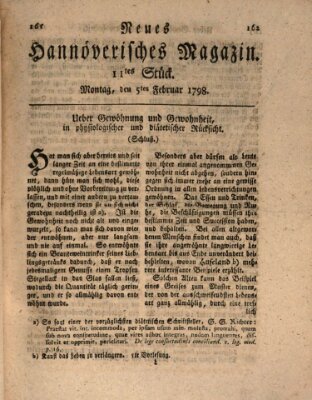 Neues hannoversches Magazin (Hannoversche Anzeigen) Montag 5. Februar 1798