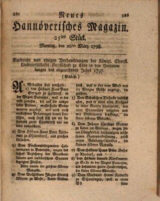 Neues hannoversches Magazin (Hannoversche Anzeigen) Montag 26. März 1798
