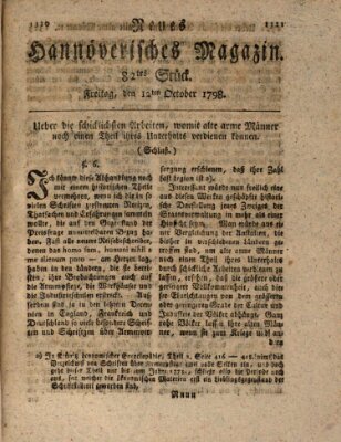 Neues hannoversches Magazin (Hannoversche Anzeigen) Freitag 12. Oktober 1798