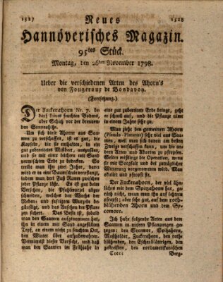 Neues hannoversches Magazin (Hannoversche Anzeigen) Montag 26. November 1798