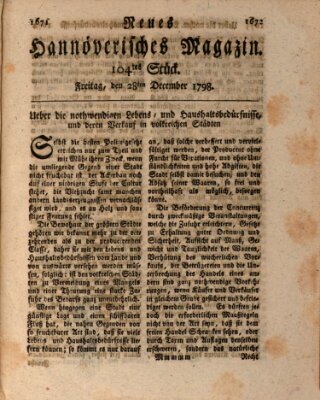 Neues hannoversches Magazin (Hannoversche Anzeigen) Freitag 28. Dezember 1798