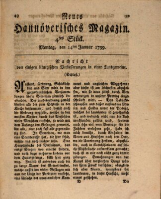 Neues hannoversches Magazin (Hannoversche Anzeigen) Montag 14. Januar 1799