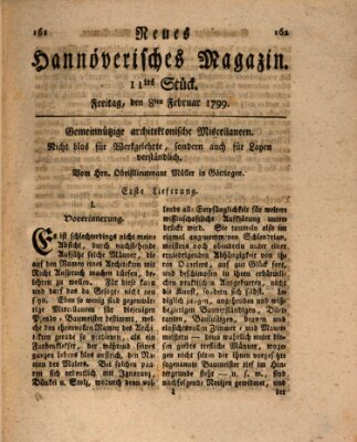 Neues hannoversches Magazin (Hannoversche Anzeigen) Freitag 8. Februar 1799