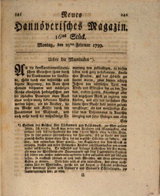 Neues hannoversches Magazin (Hannoversche Anzeigen) Montag 25. Februar 1799