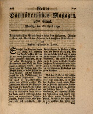 Neues hannoversches Magazin (Hannoversche Anzeigen) Montag 1. April 1799