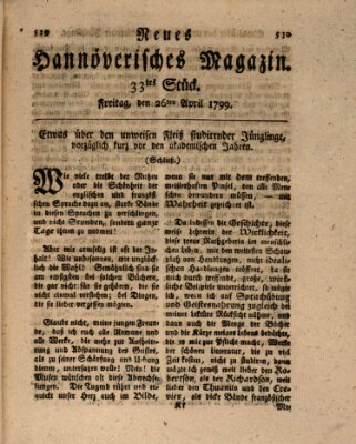 Neues hannoversches Magazin (Hannoversche Anzeigen) Freitag 26. April 1799