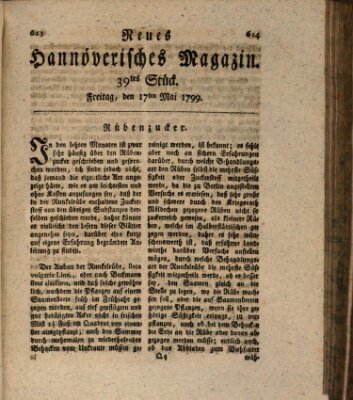 Neues hannoversches Magazin (Hannoversche Anzeigen) Freitag 17. Mai 1799