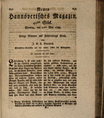 Neues hannoversches Magazin (Hannoversche Anzeigen) Montag 20. Mai 1799