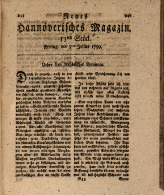 Neues hannoversches Magazin (Hannoversche Anzeigen) Freitag 5. Juli 1799