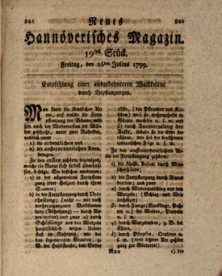 Neues hannoversches Magazin (Hannoversche Anzeigen) Freitag 26. Juli 1799