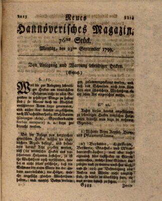 Neues hannoversches Magazin (Hannoversche Anzeigen) Montag 23. September 1799