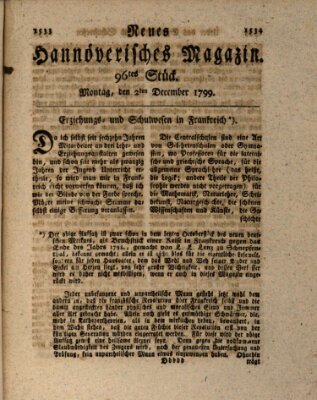 Neues hannoversches Magazin (Hannoversche Anzeigen) Montag 2. Dezember 1799