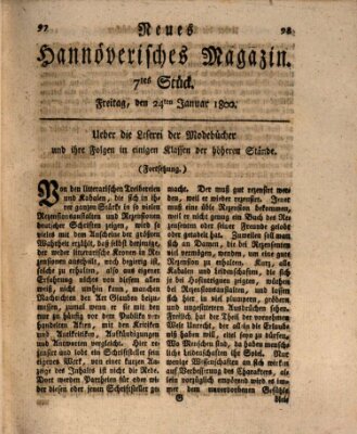 Neues hannoversches Magazin (Hannoversche Anzeigen) Freitag 24. Januar 1800