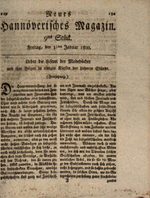 Neues hannoversches Magazin (Hannoversche Anzeigen) Freitag 31. Januar 1800