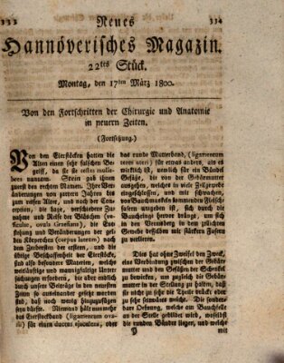 Neues hannoversches Magazin (Hannoversche Anzeigen) Montag 17. März 1800