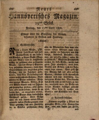 Neues hannoversches Magazin (Hannoversche Anzeigen) Freitag 11. April 1800