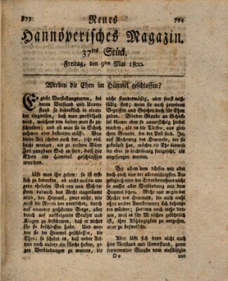 Neues hannoversches Magazin (Hannoversche Anzeigen) Freitag 9. Mai 1800