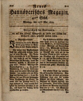 Neues hannoversches Magazin (Hannoversche Anzeigen) Montag 19. Mai 1800