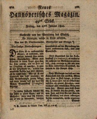 Neues hannoversches Magazin (Hannoversche Anzeigen) Freitag 20. Juni 1800