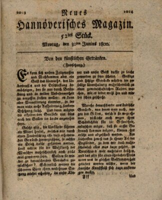 Neues hannoversches Magazin (Hannoversche Anzeigen) Montag 30. Juni 1800