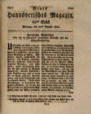 Neues hannoversches Magazin (Hannoversche Anzeigen) Montag 25. August 1800